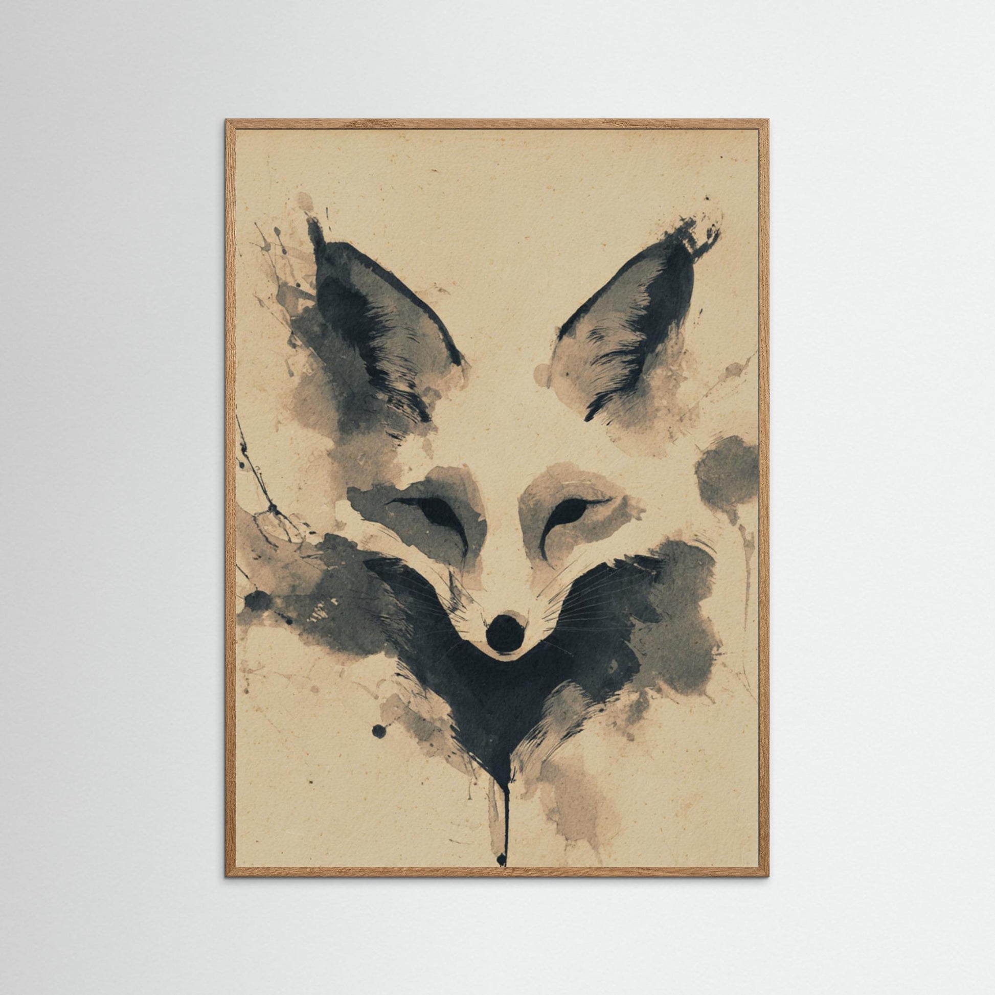 Veil of Cunning – Minimalist Ink Fox Wall Art