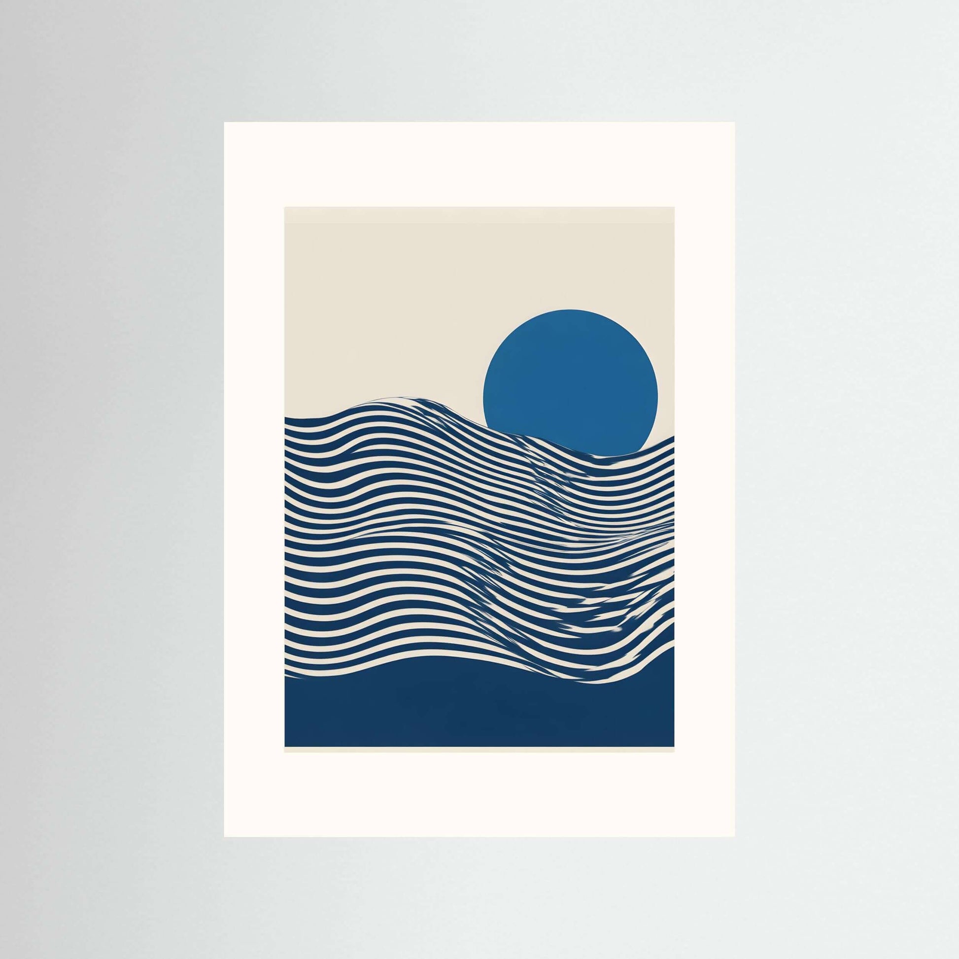 Japandi minimalist wall art print-Indigo Horizon