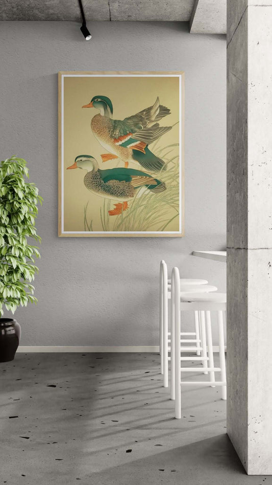 Twin Mandarins — Elegant Duck Pair Japanese-Style Wall Art