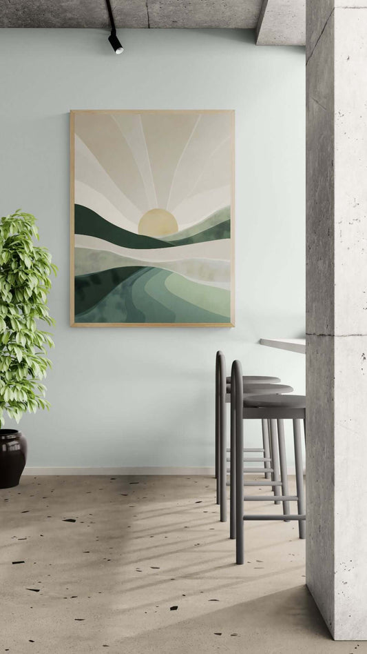 Japandi minimalist landscape art-Quiet Horizon 