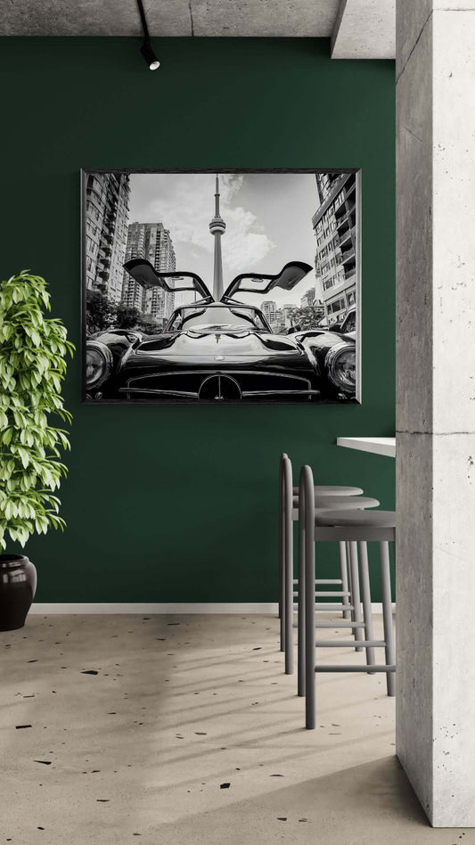 Monochrome Supercar Wall Art – Architectural City Luxury Print