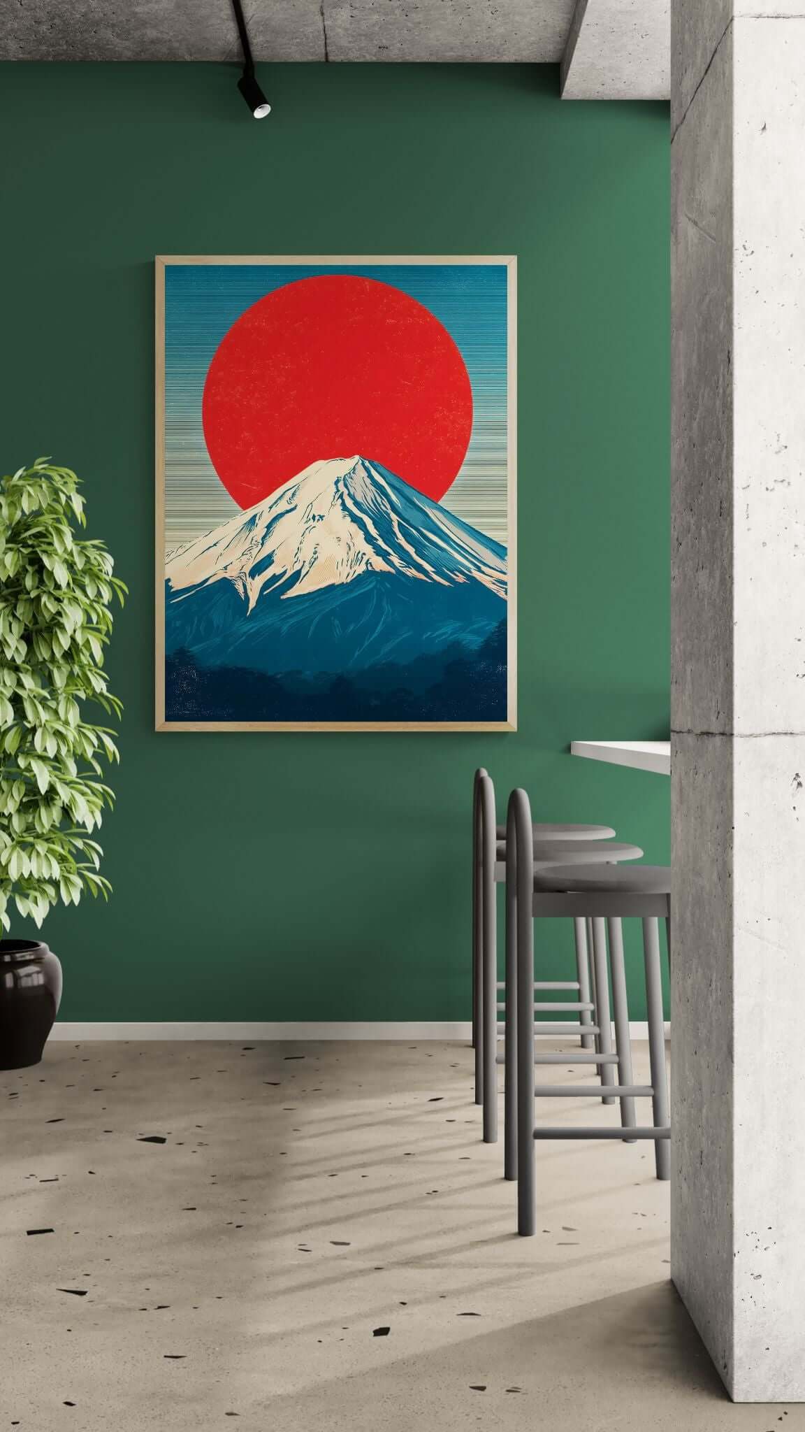 minimalist mountain canvas art-Rising Sun Over Fuji 