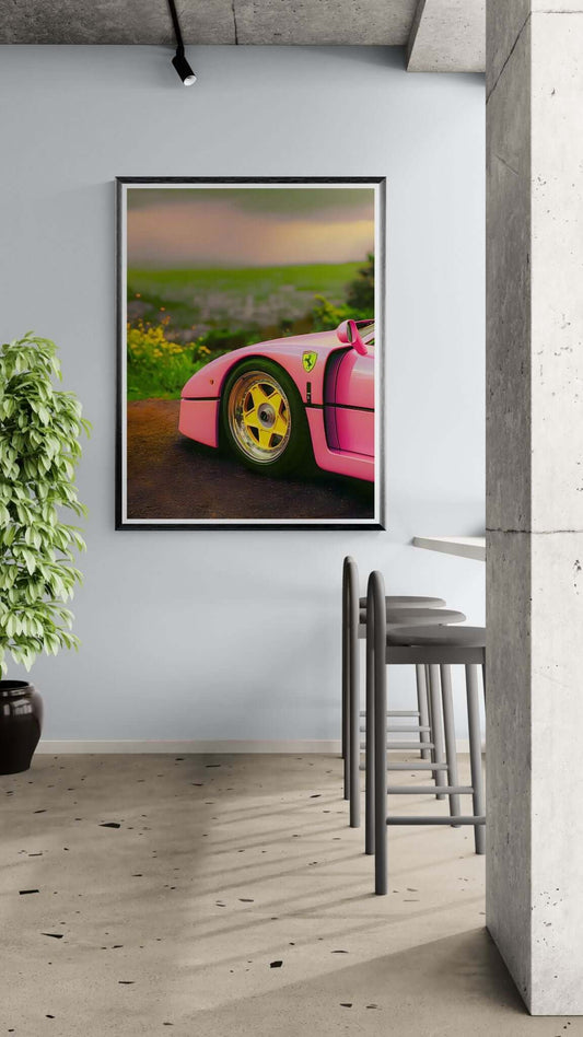  pink supercar wall art-Pink Supercar Detail Wall Art