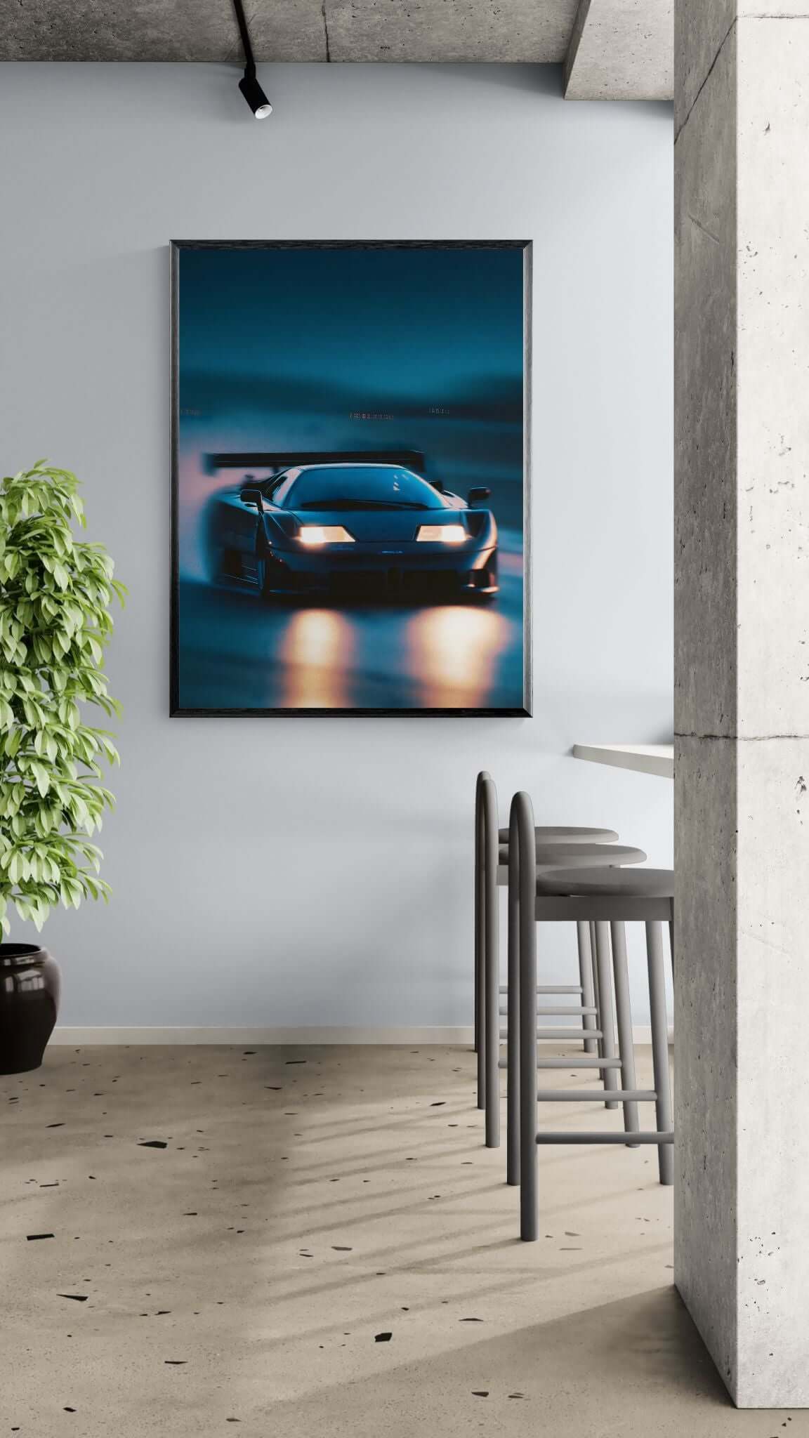  supercar wall art-Midnight Supercar Front View Print