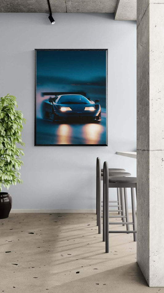 supercar wall art-Midnight Supercar Front View Print