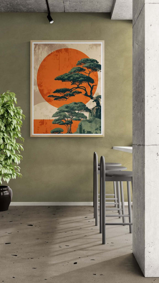  Japandi pine tree wall art-Enduring Stillness 
