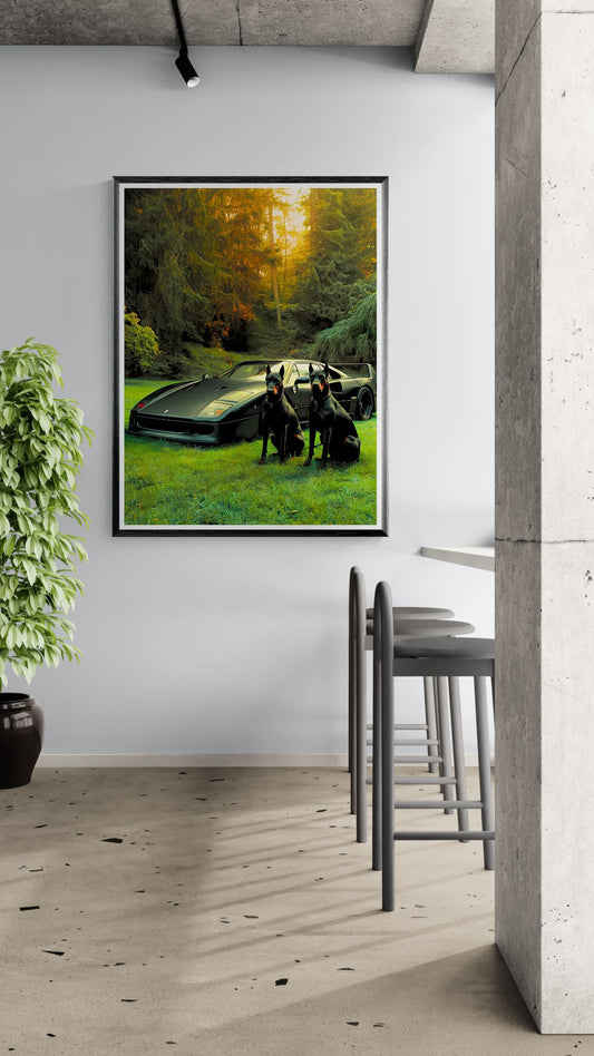 black supercar doberman wall art-Midnight Guardians Wall Art 