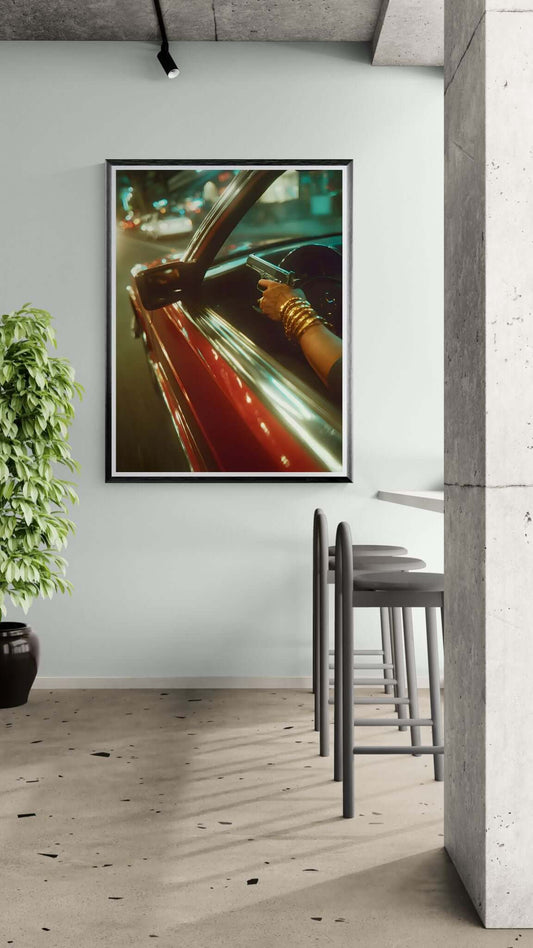 cinematic car wall art-Midnight Drive Tension Wall Art