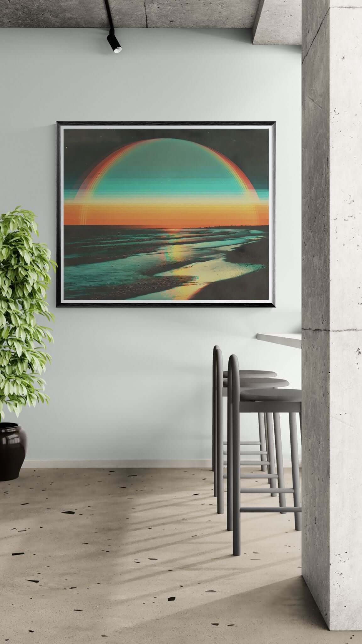 abstract ocean sunset canvas art-Horizon Echo 