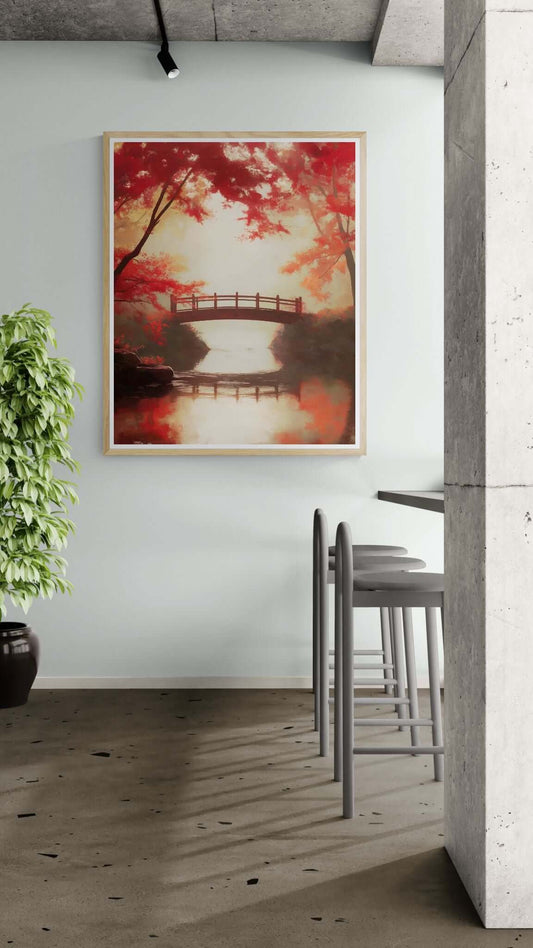 Autumn Japanese Bridge Landscape