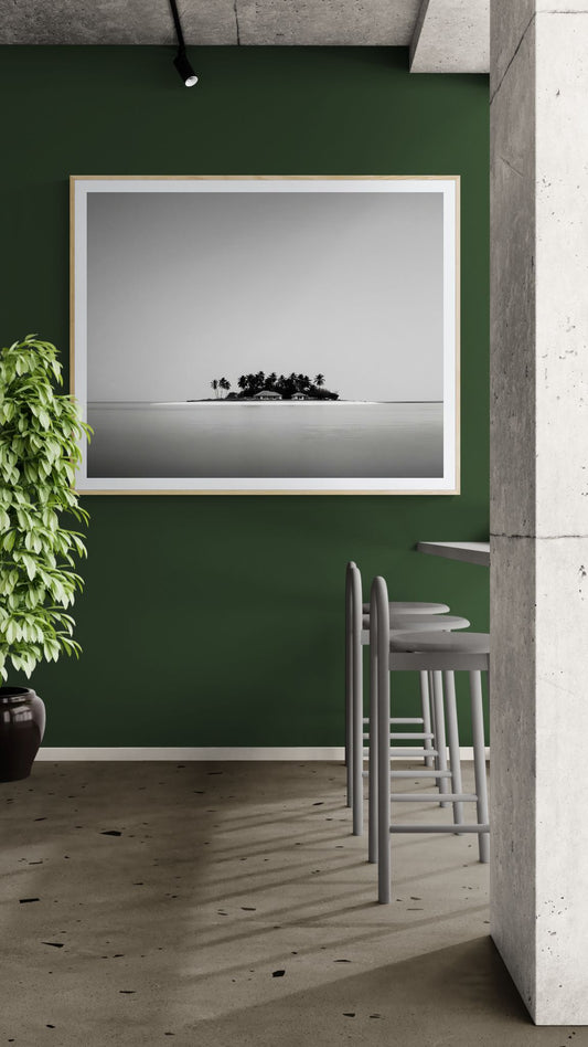 Minimalist Black and White Tropical Island