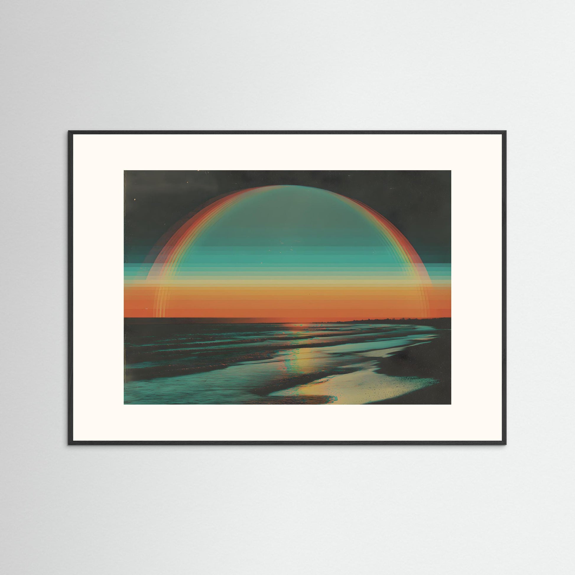 Horizon Echo – Abstract Sunset Ocean Canvas Art Print