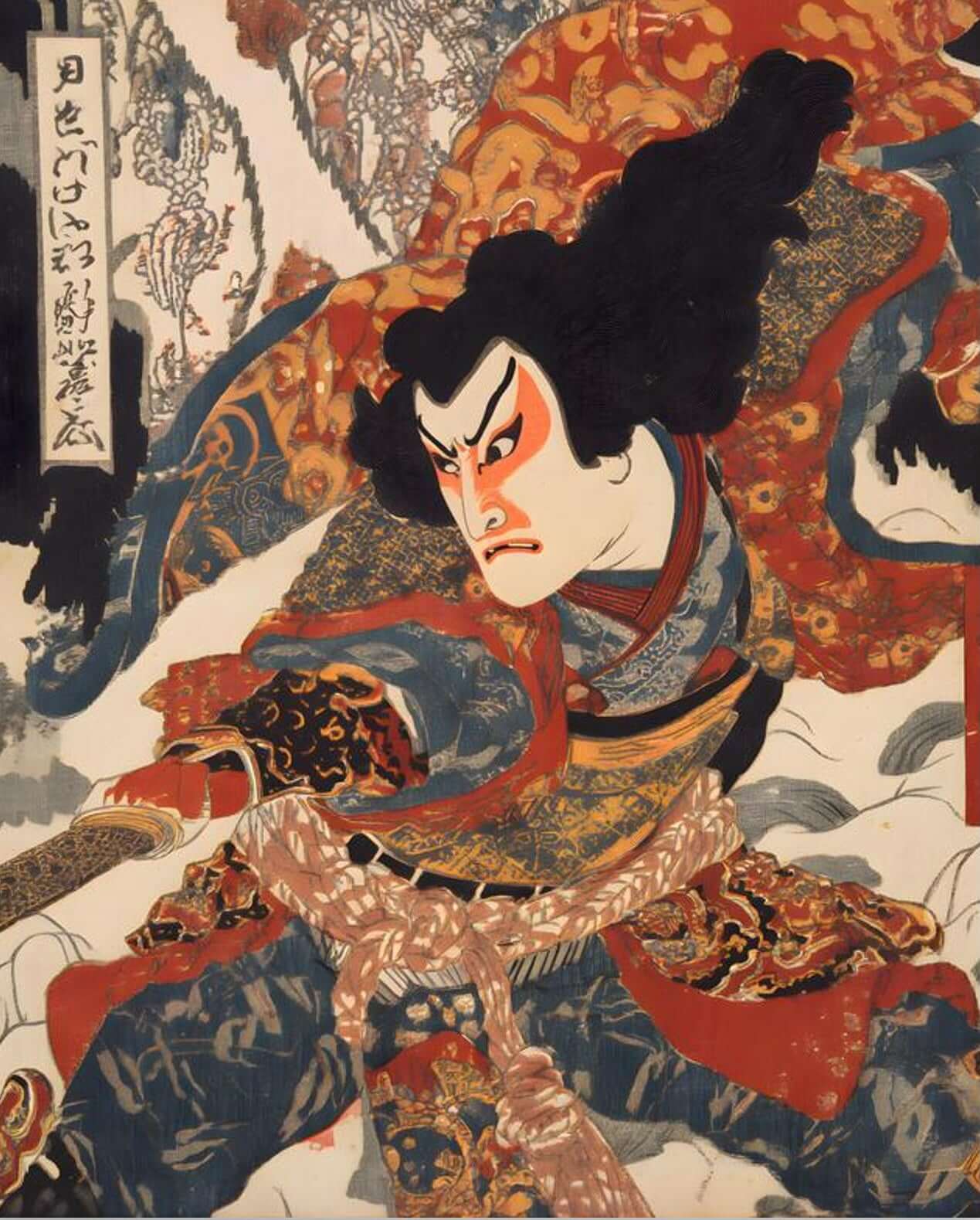 Japanese Kabuki Warrior Art | Samurai Ukiyo-e Print