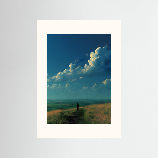 Lone Horizon Landscape Print – Cinematic Sky Wall Print for Modern Interiors