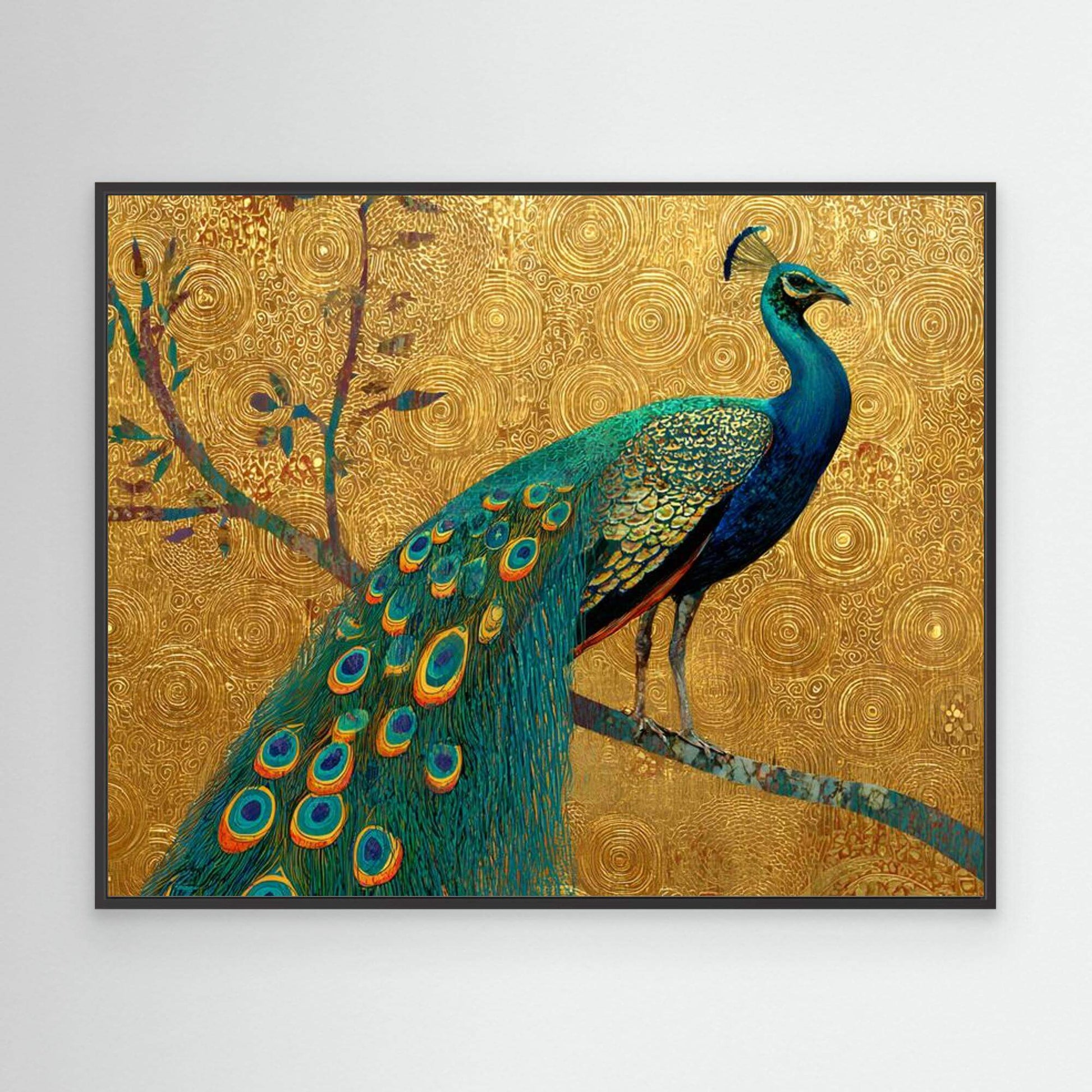 Art Nouveau Peacock Print | Klimt Style Gold Pattern Bird Art