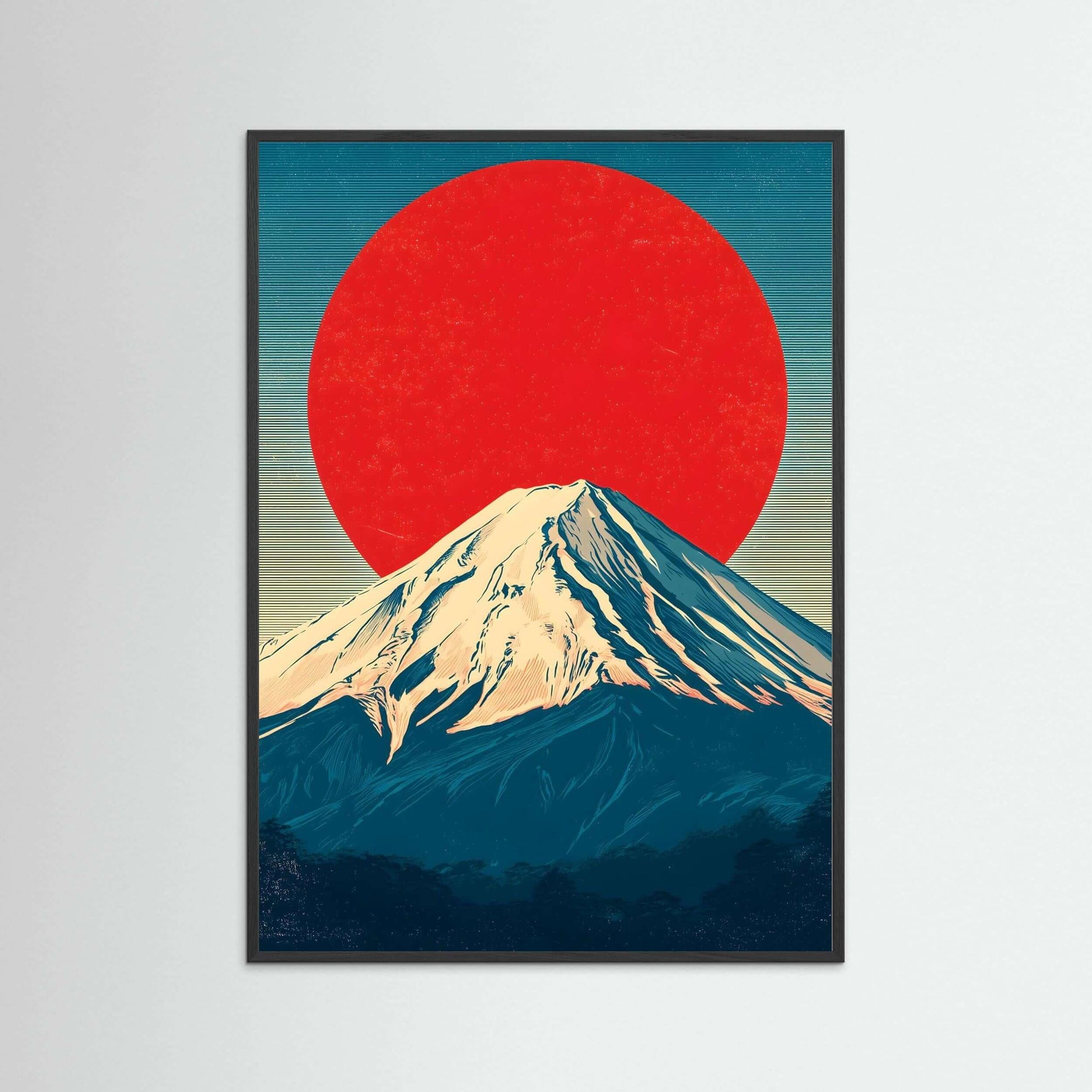 minimalist mountain canvas art-Rising Sun Over Fuji 