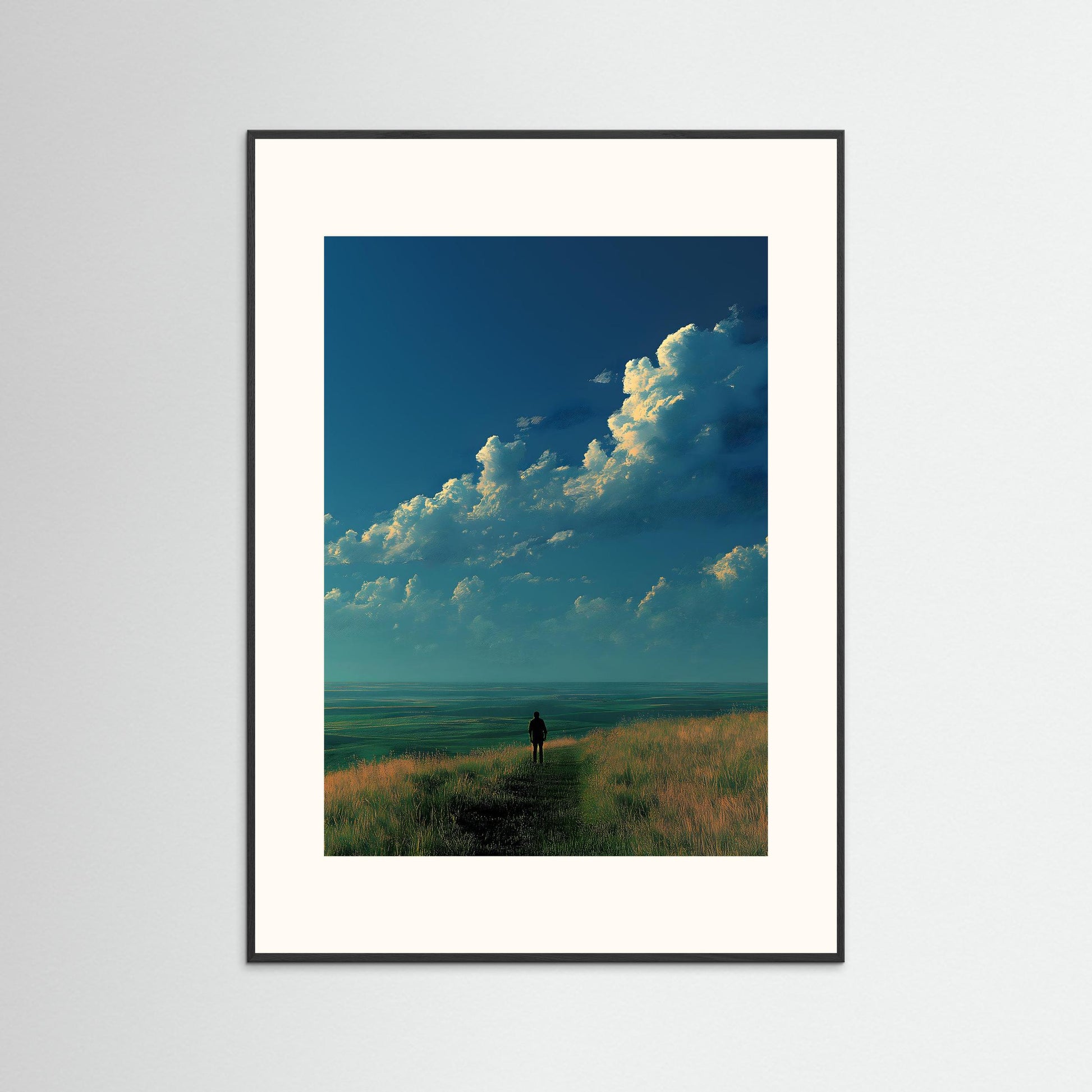 Lone Horizon Landscape Print – Cinematic Sky Wall Print for Modern Interiors