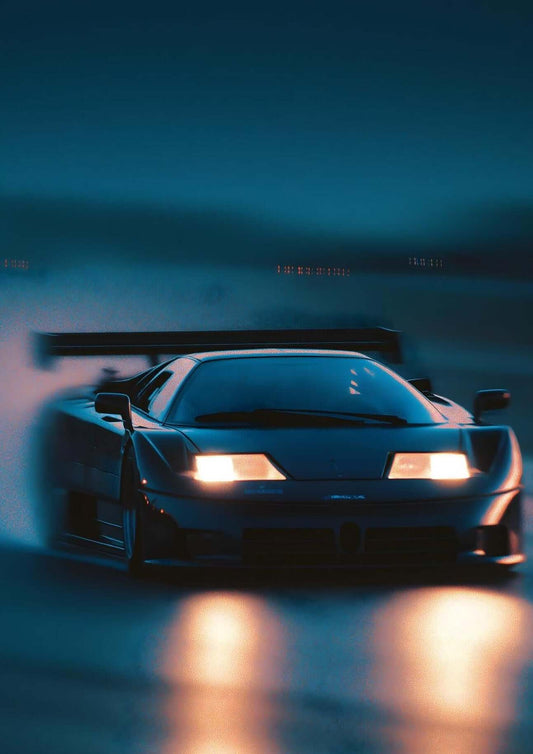  supercar wall art-Midnight Supercar Front View Print