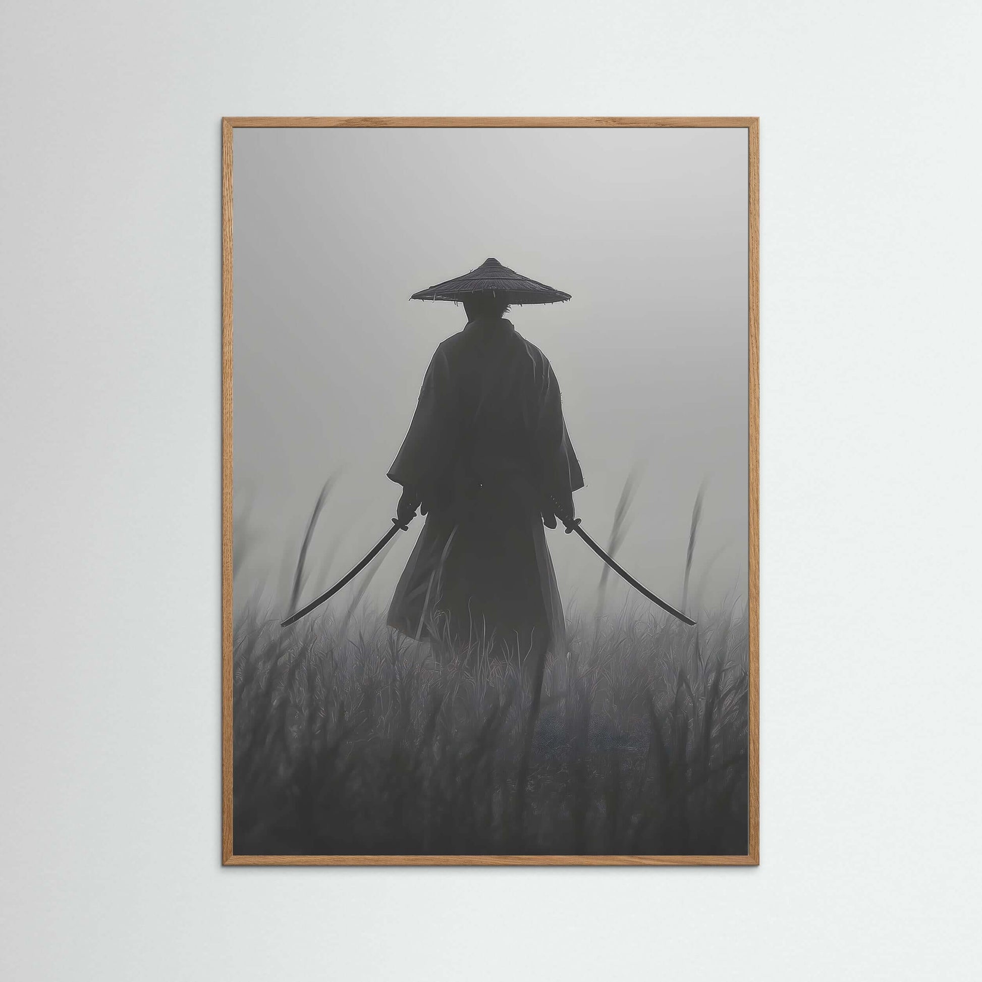 Monochrome Samurai Wall Art – Cinematic Warrior Canvas Print