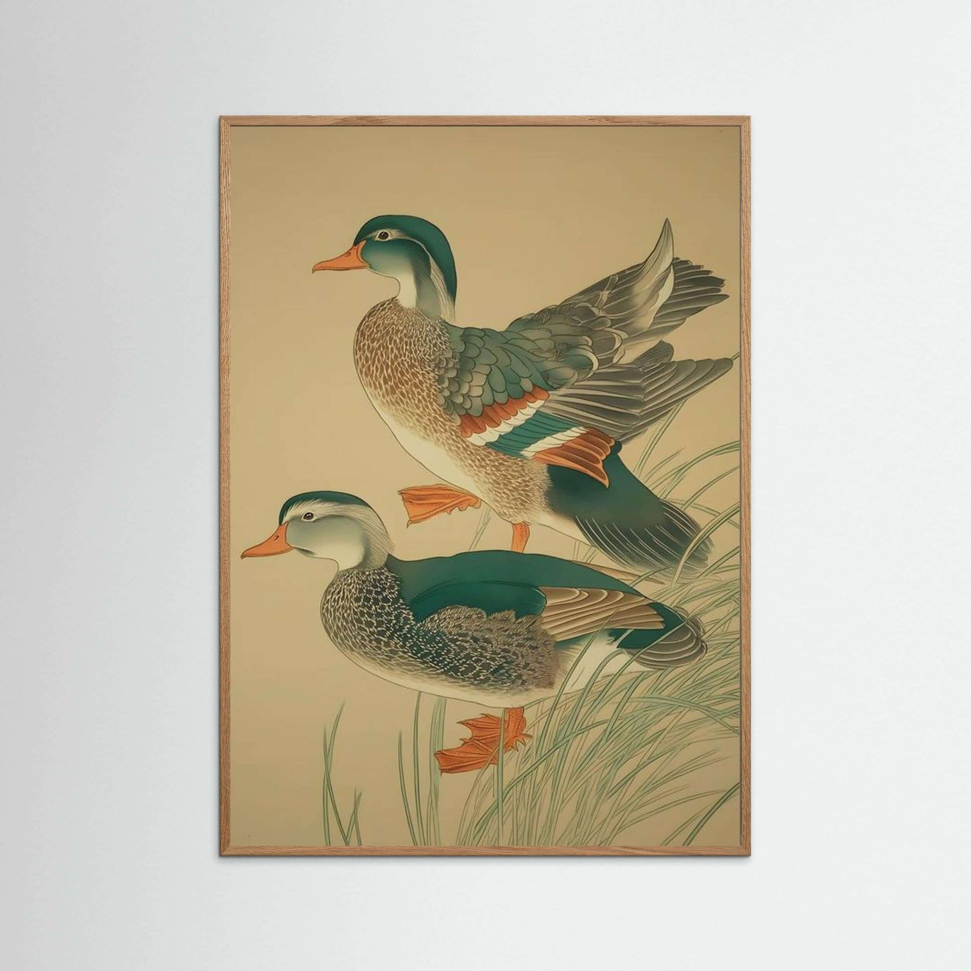 Twin Mandarins — Elegant Duck Pair Japanese-Style Wall Art