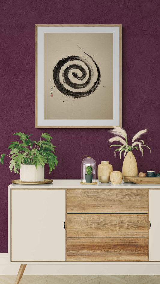 Coiled Silence – Minimalist Ink Snake Wall Art
