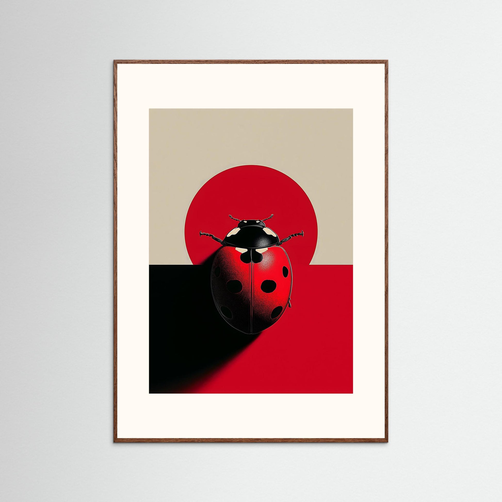 Minimalist Ladybug Wall Art – Modern Red & Black Symbolic Print