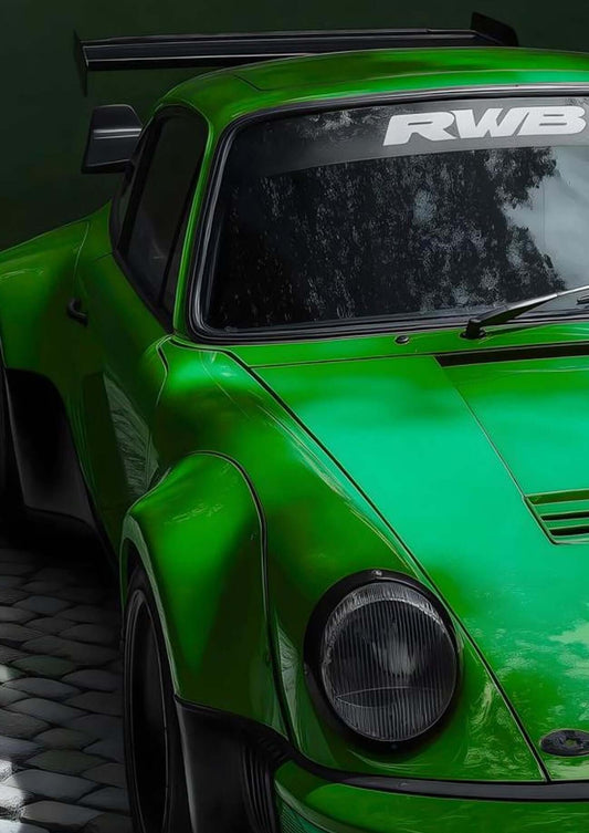 RWB Porsche 911 Green Automotive Art Print Poster
