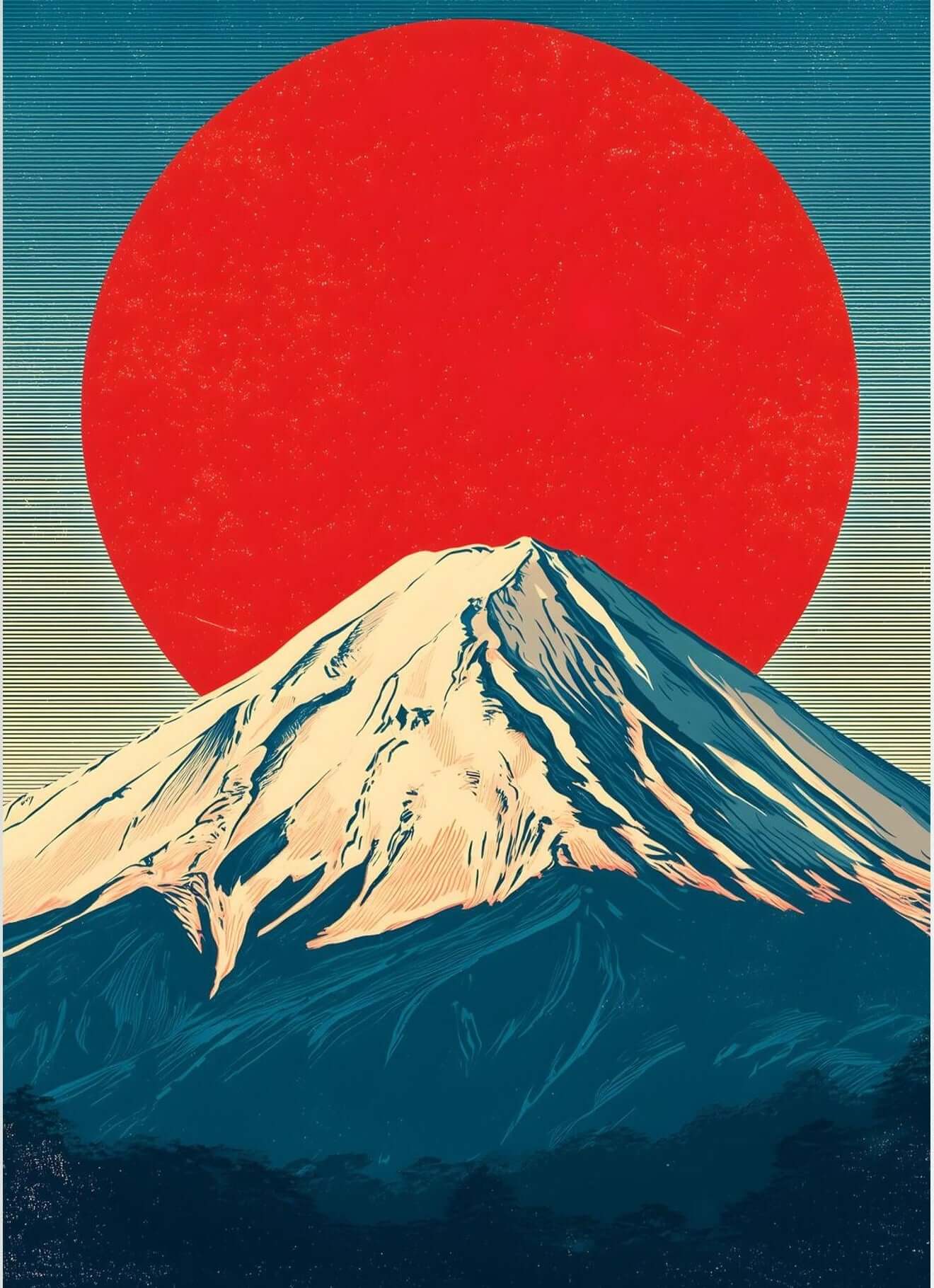minimalist mountain canvas art-Rising Sun Over Fuji 