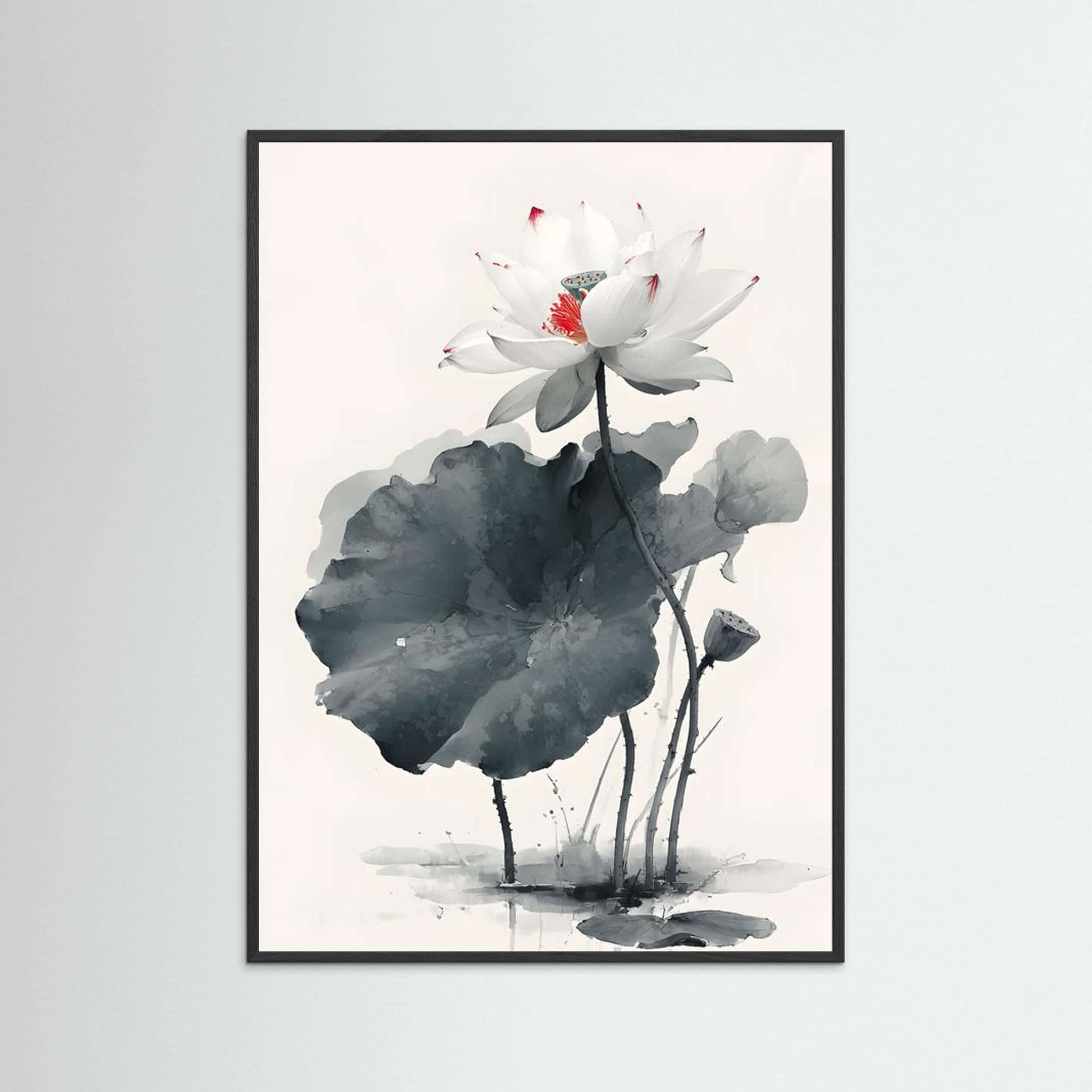  minimalist lotus flower art-White Lotus Awakening 