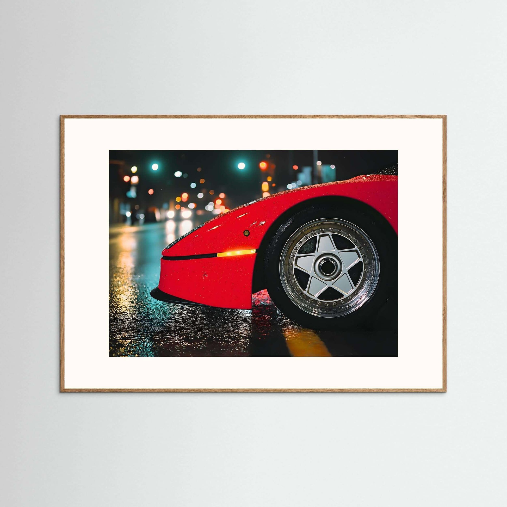 Crimson After Dark | Cinematic Street Detail & Night Drive Art Print