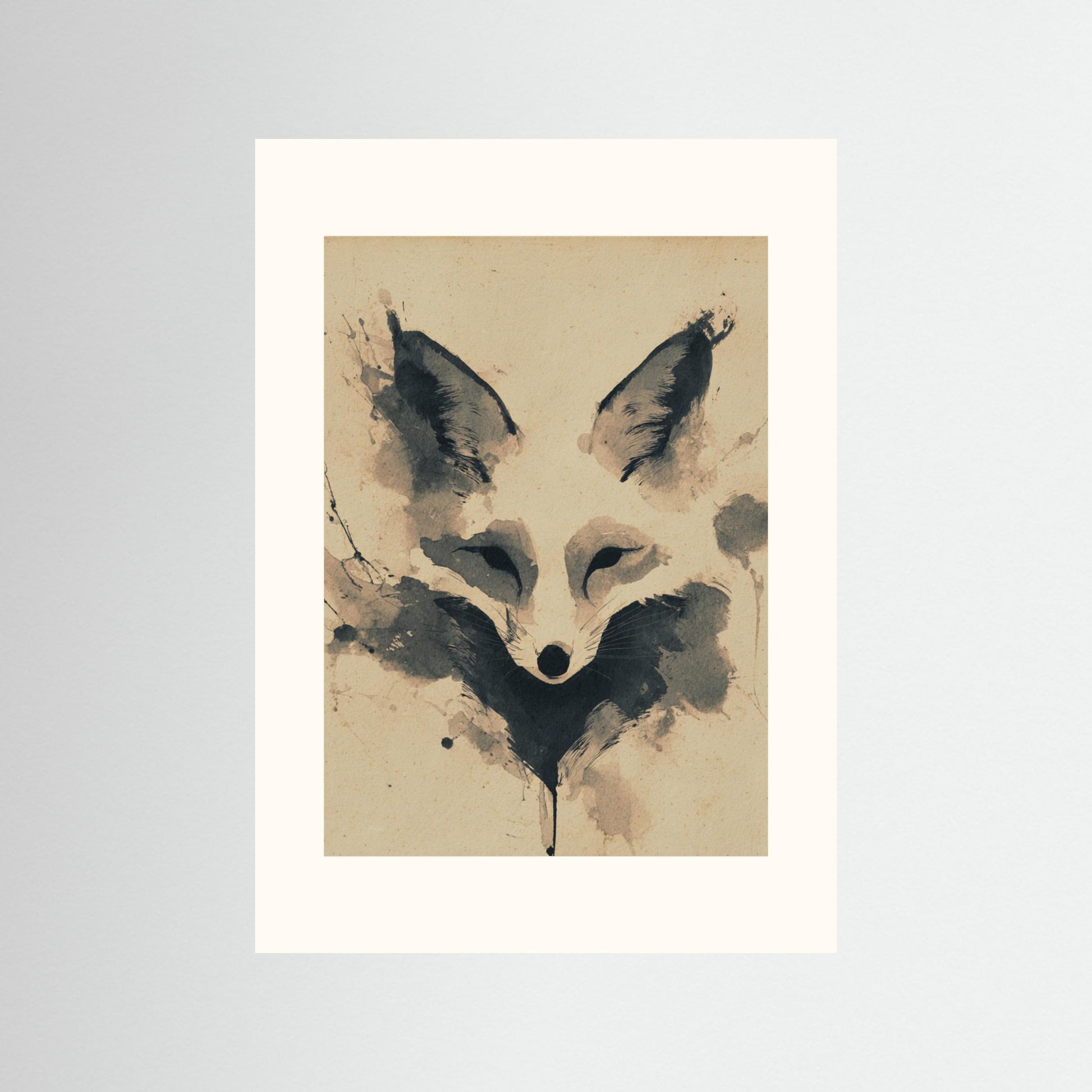Veil of Cunning – Minimalist Ink Fox Wall Art