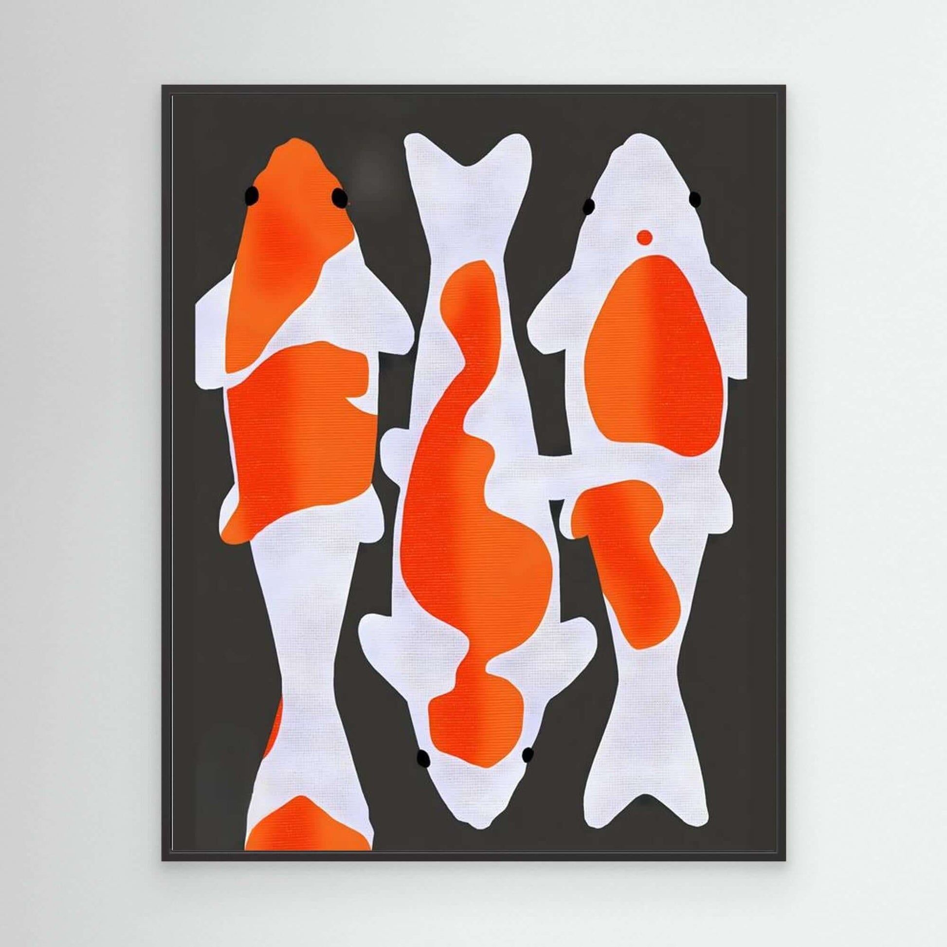 Abstract Koi Fish Art | Minimalist Orange White Print