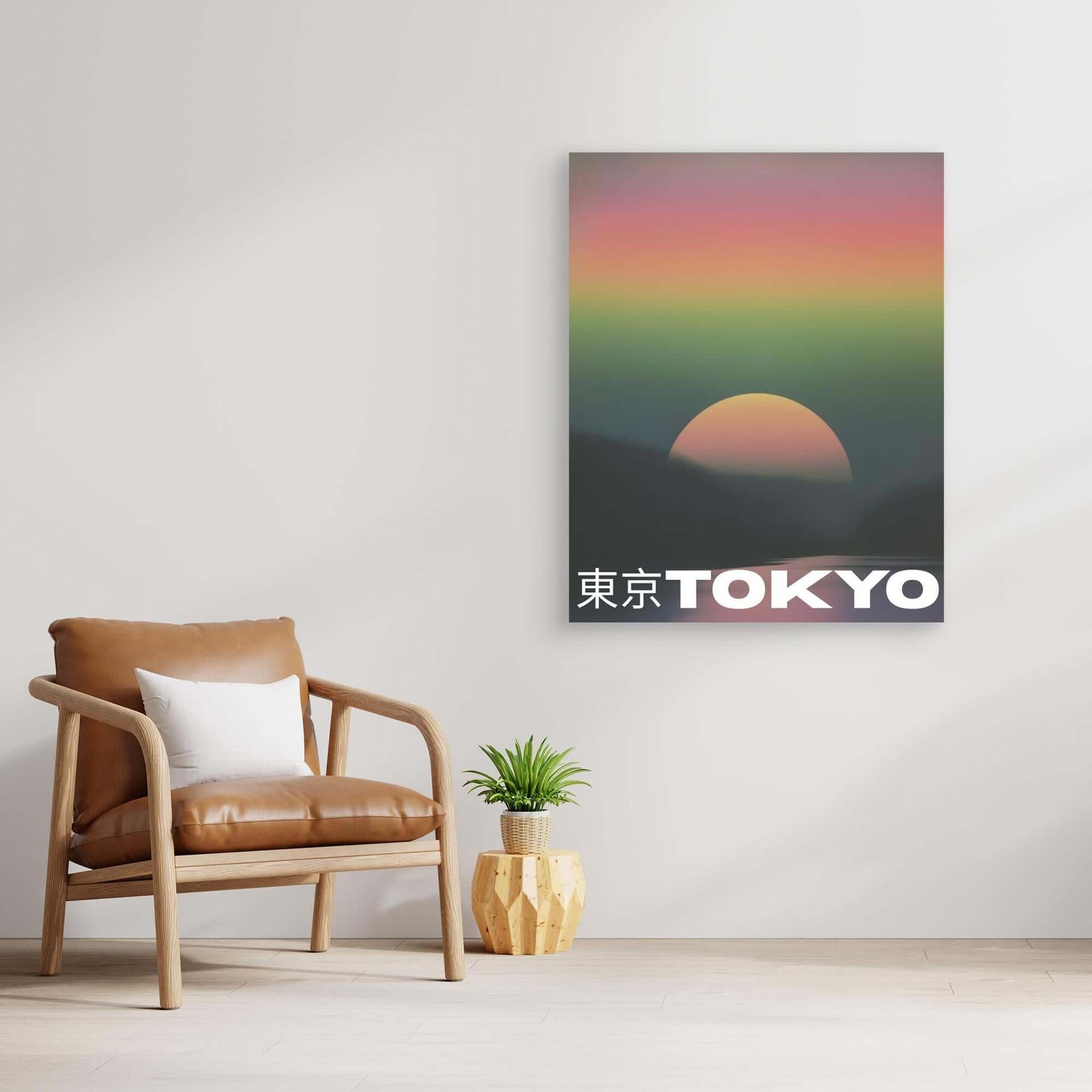 Tokyo Sunset Canvas Art Print | Japanese Cityscape Gradient Poster