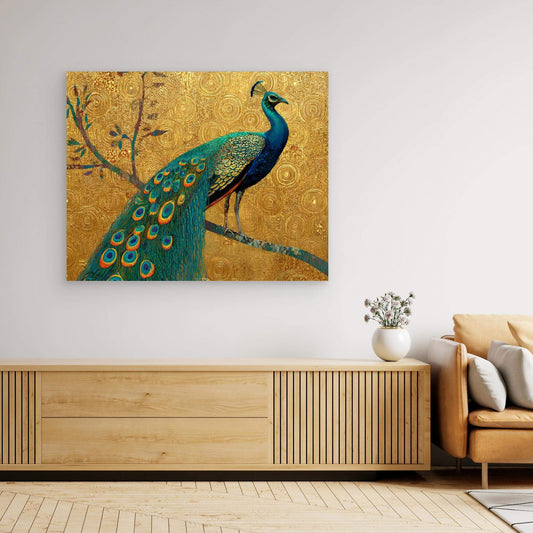 Art Nouveau Peacock Print | Klimt Style Gold Pattern Bird Art