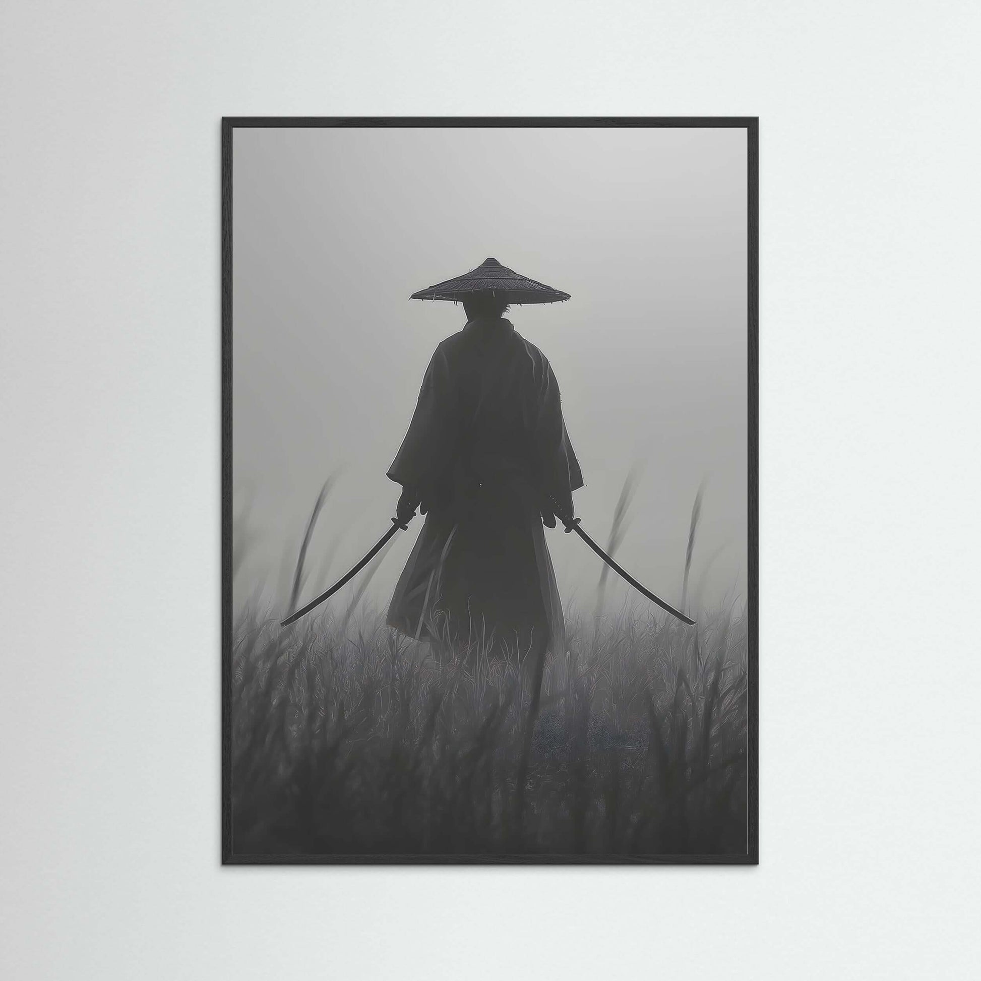 Monochrome Samurai Wall Art – Cinematic Warrior Canvas Print