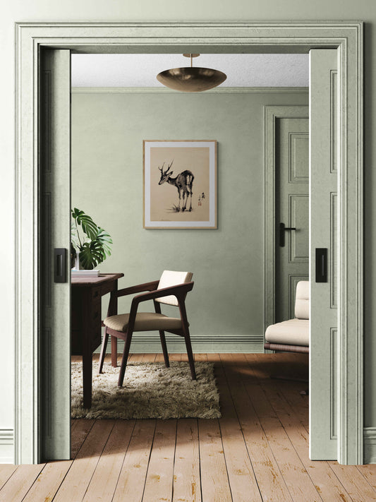 Gentle Watch – Minimalist Ink Deer Wall Art