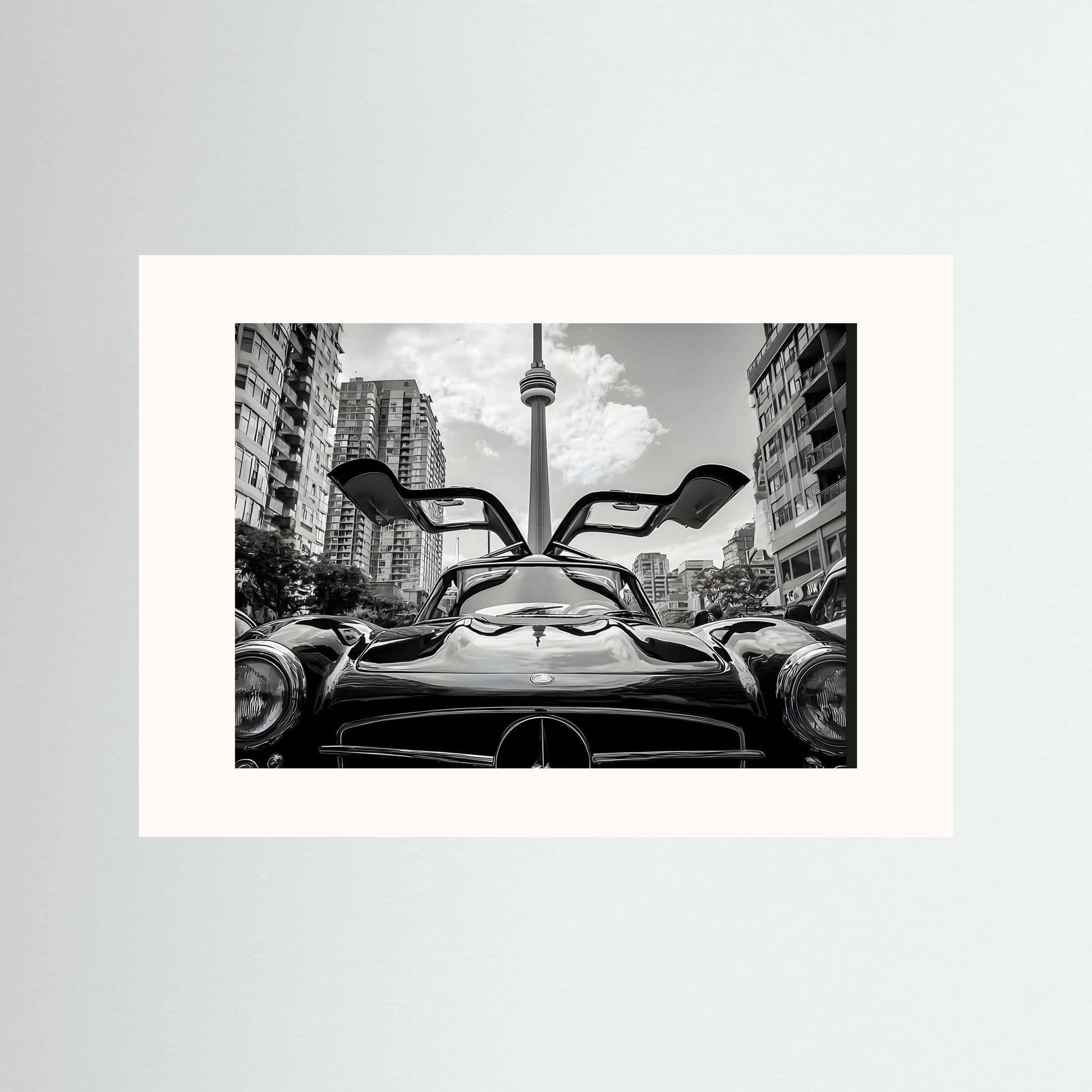 Monochrome Supercar Wall Art – Architectural City Luxury Print