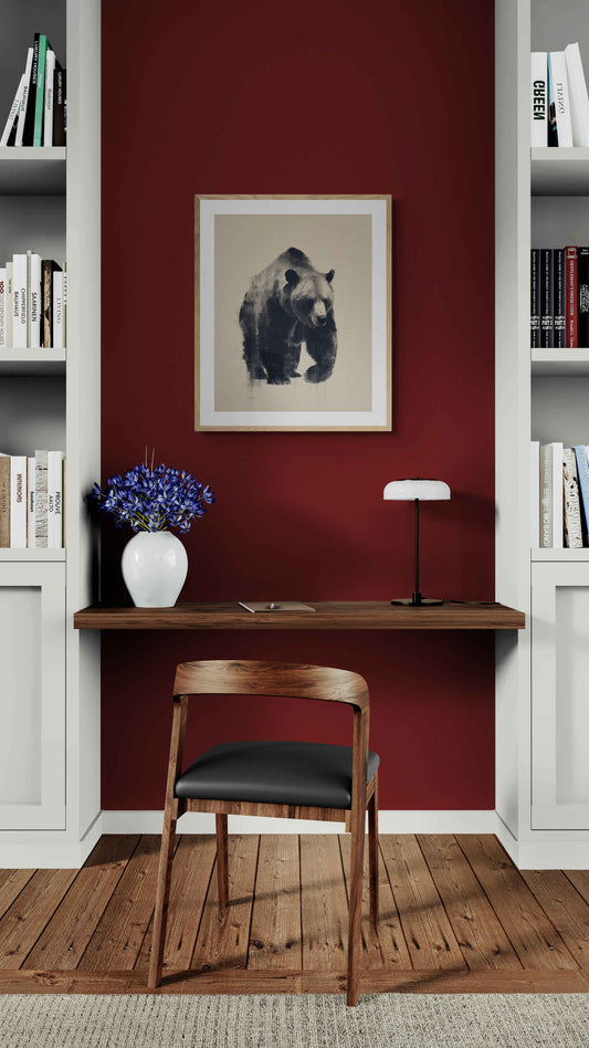 Quiet Power – Minimalist Ink Bear Wall Art