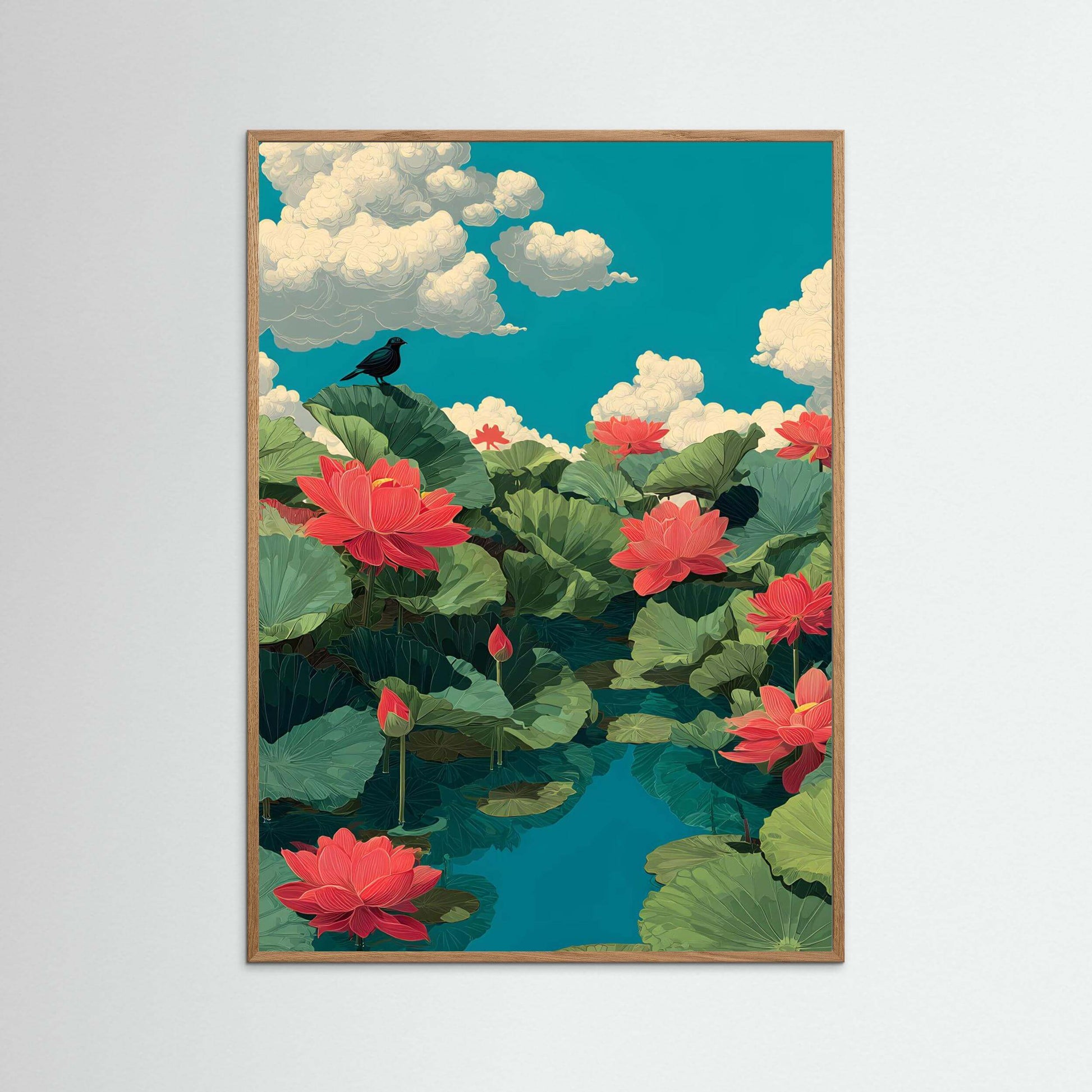Japandi botanical wall art print-Lotus Harmony 