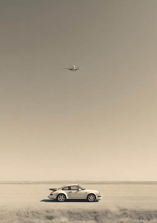 Minimalist Porsche 911 Desert Landscape