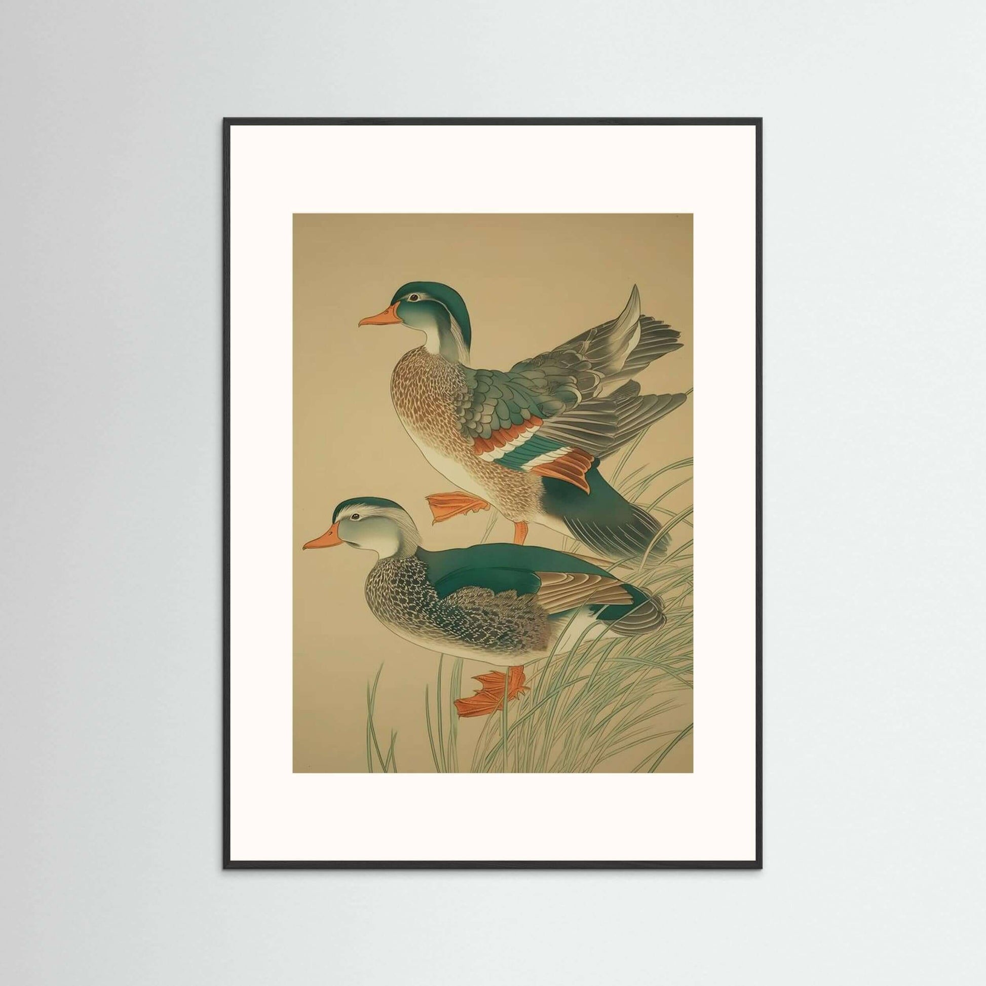 Twin Mandarins — Elegant Duck Pair Japanese-Style Wall Art