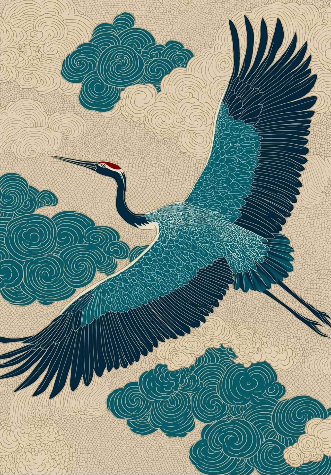 Japanese crane wall art print-Ascending Grace 
