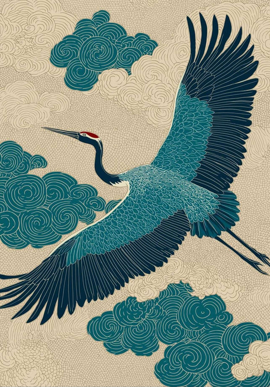 Japanese crane wall art print-Ascending Grace 