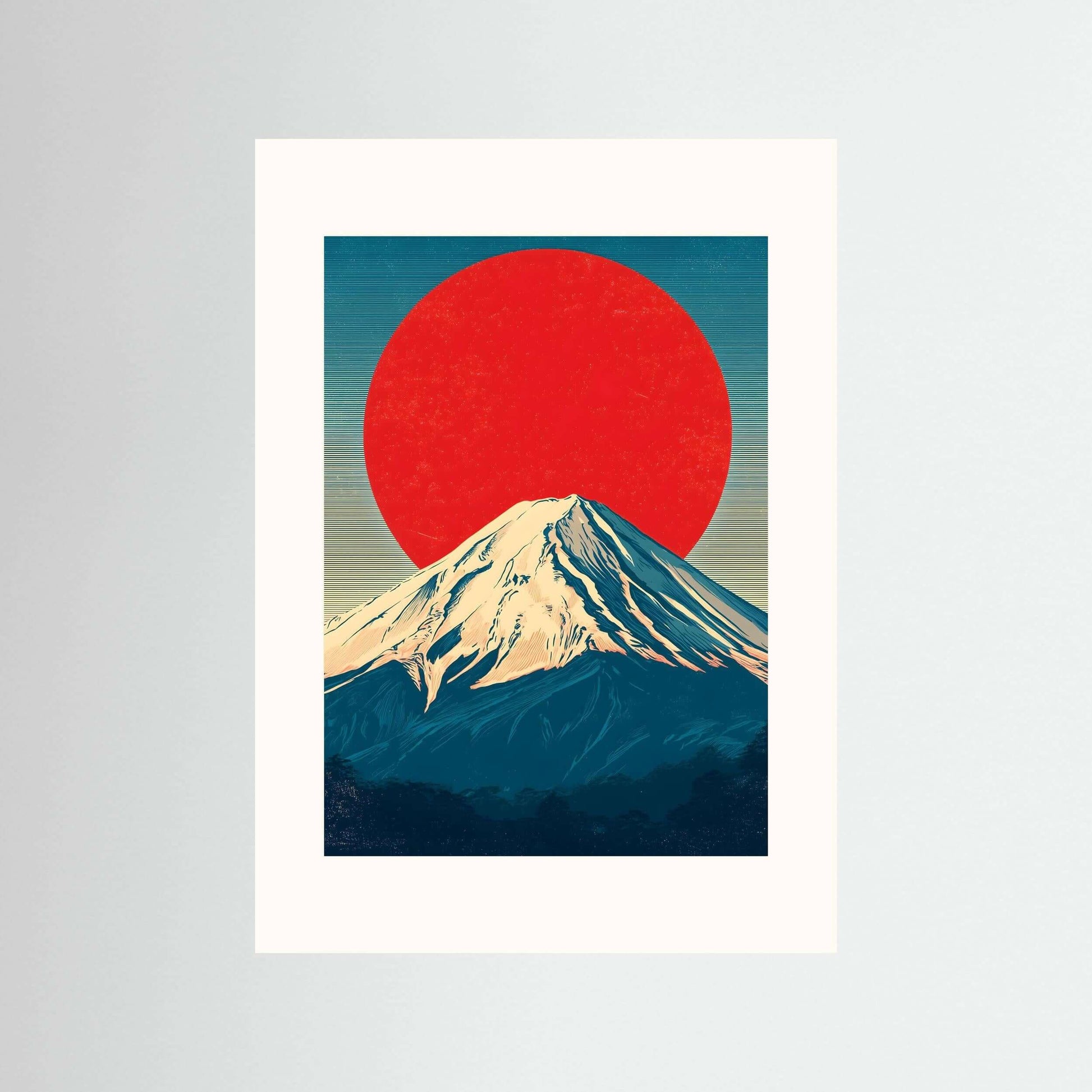 minimalist mountain canvas art-Rising Sun Over Fuji 
