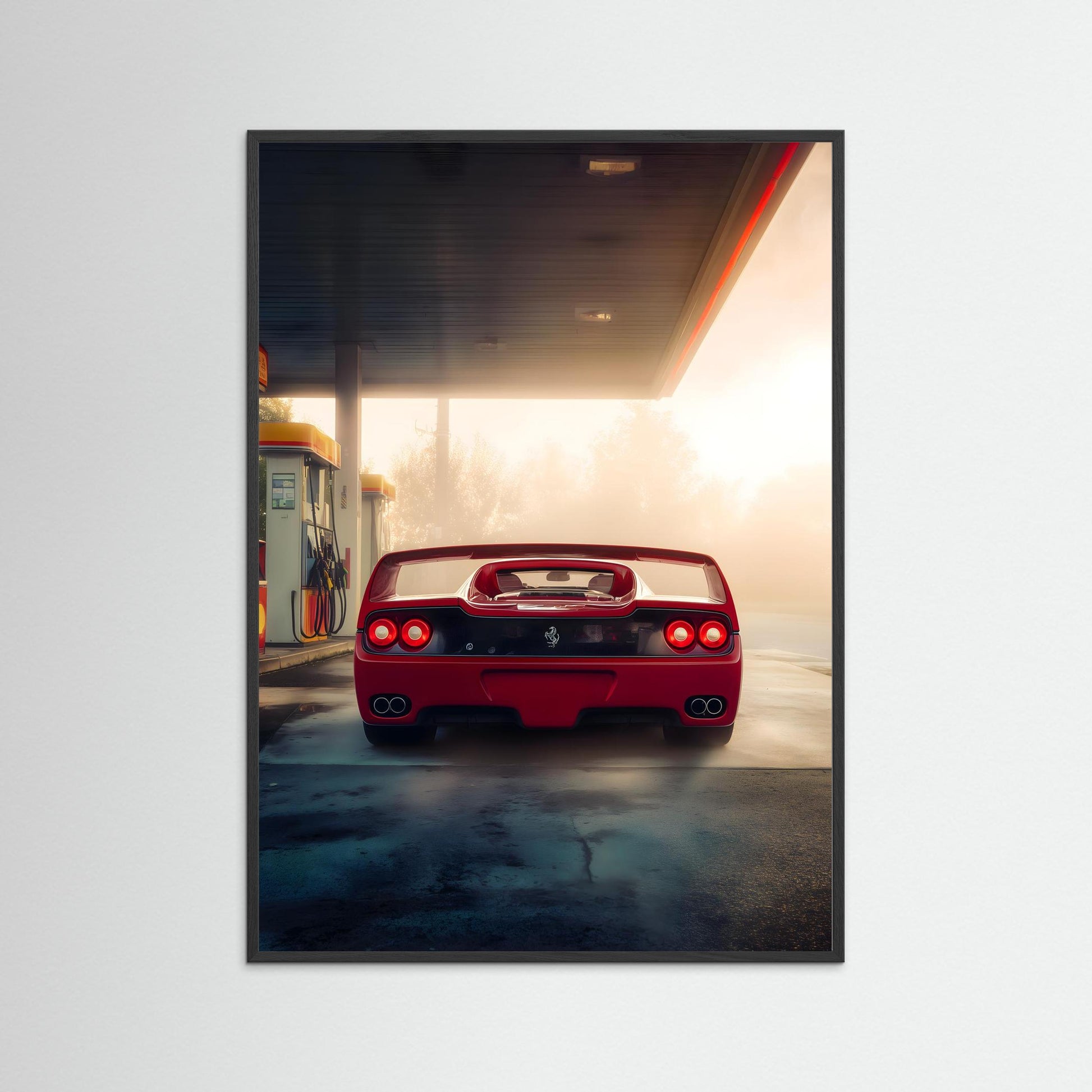 Red Supercar at Dawn Wall Art – Cinematic Automotive Canvas Print