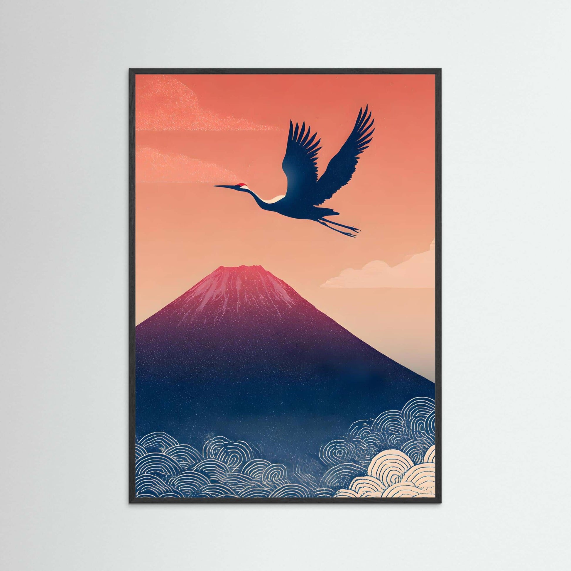  Japanese crane art print-Crane in Flight