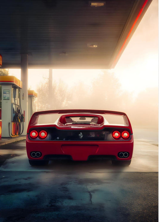 Red Supercar at Dawn Wall Art – Cinematic Automotive Canvas Print