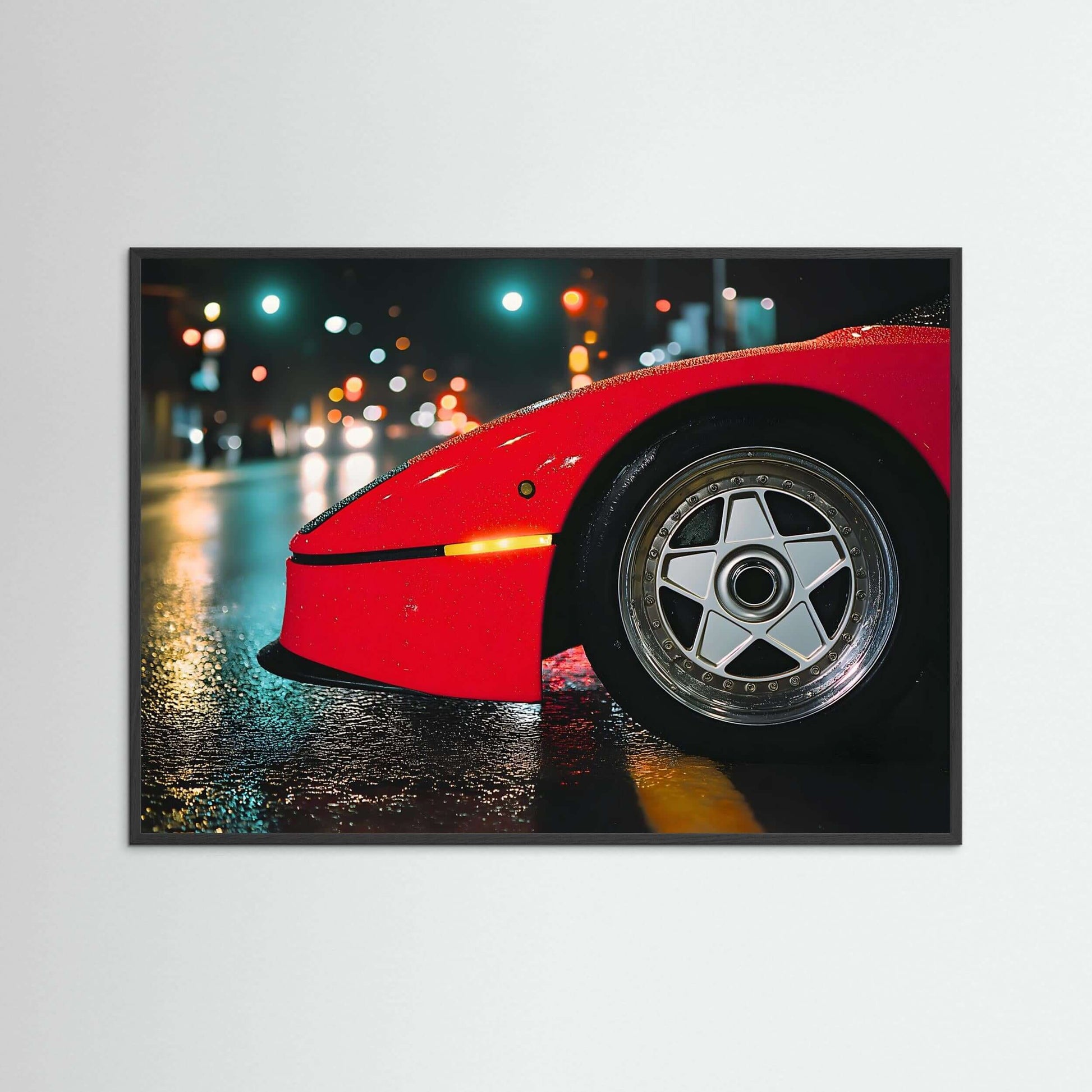 Crimson After Dark | Cinematic Street Detail & Night Drive Art Print