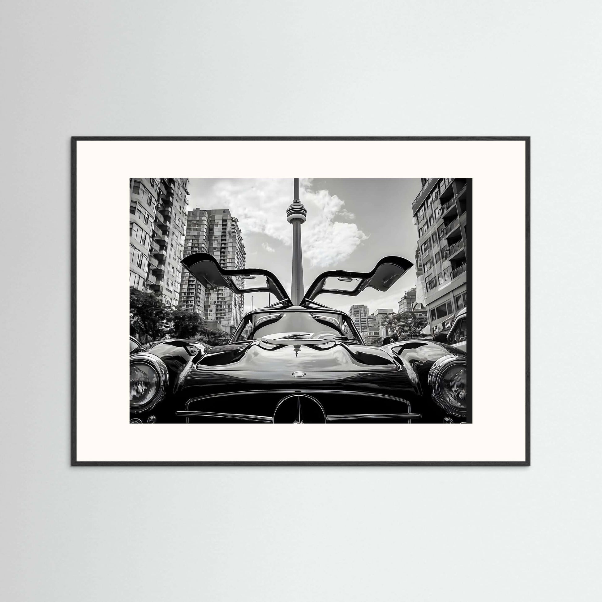 Monochrome Supercar Wall Art – Architectural City Luxury Print