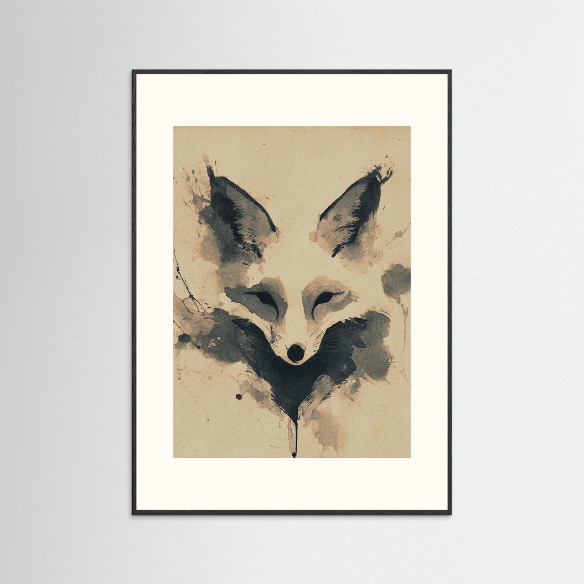 Veil of Cunning – Minimalist Ink Fox Wall Art